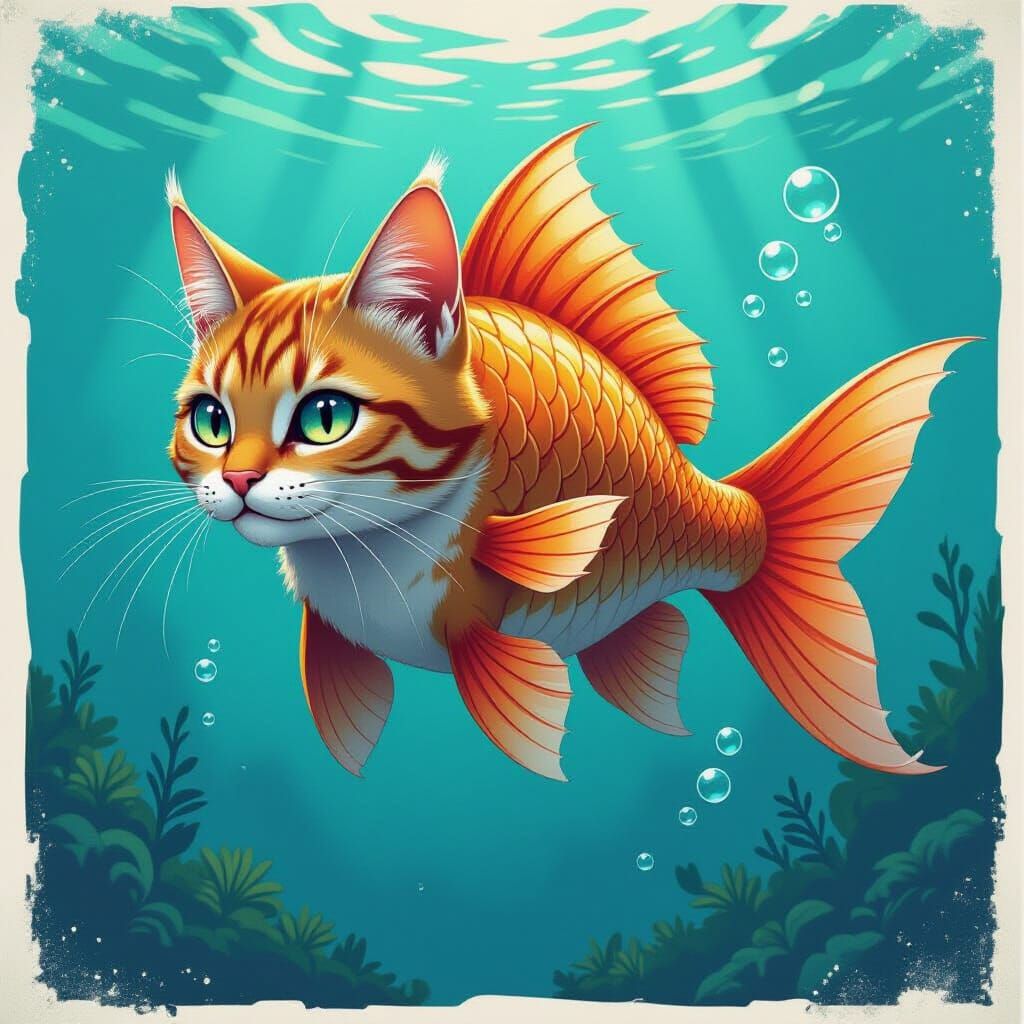 Hybrid Catfish Creature in Comic Book Style