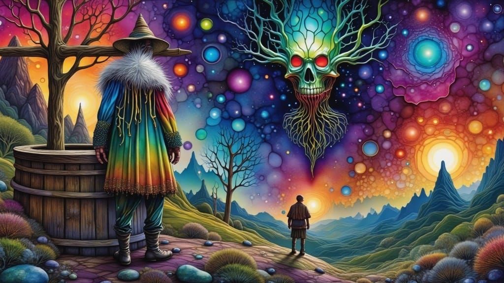 Surreal Jester in Unraveling Reality, Mystic Art