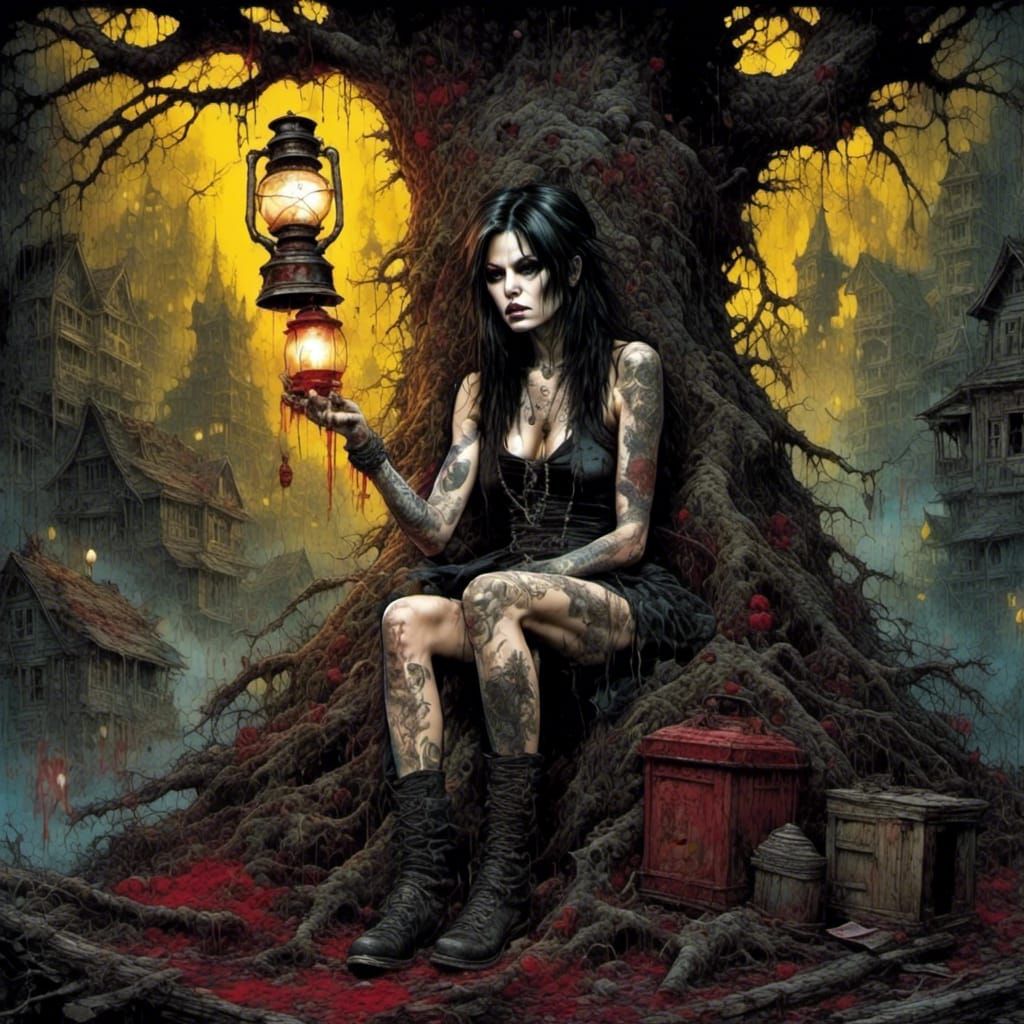 Undead Little Bo Peep in Dark Fantasy Style