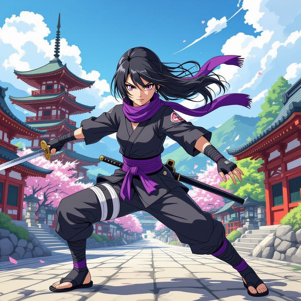 Anime Ninja Girl in Dynamic Pose