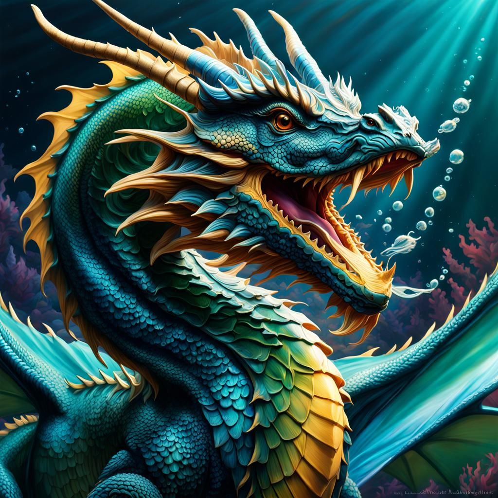 Avalon Sea Dragon: Hyperrealistic Splash Art