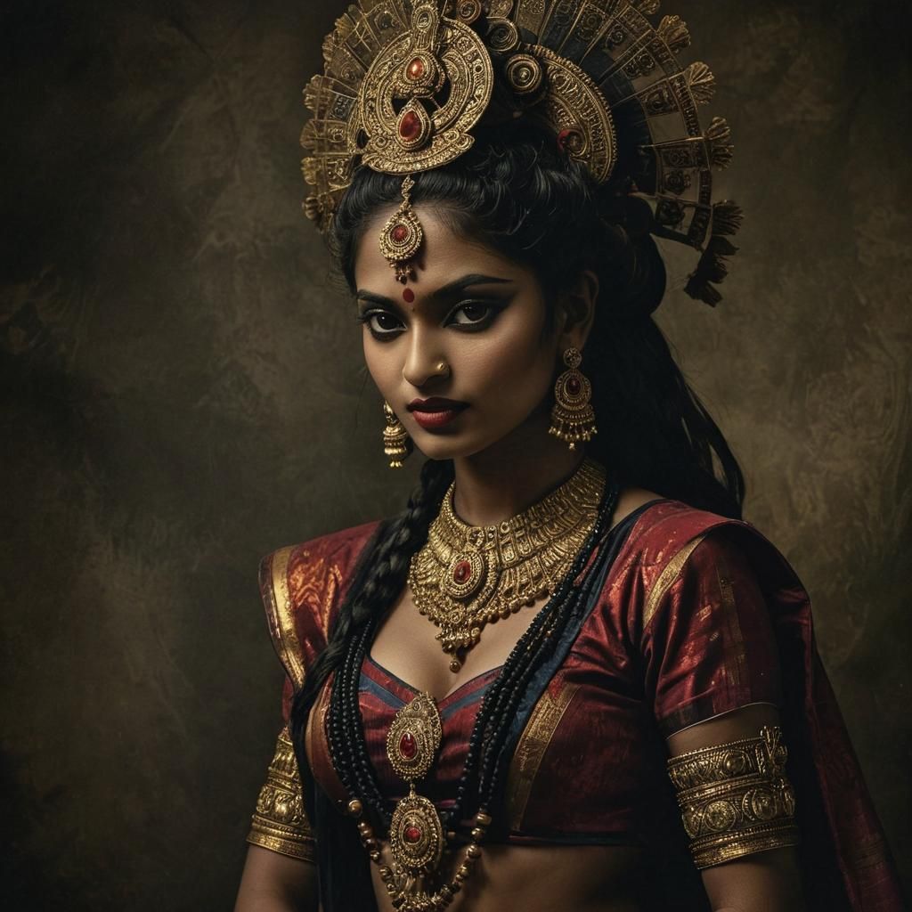 Beautiful and graceful Indian lady dressed for Yakshagana