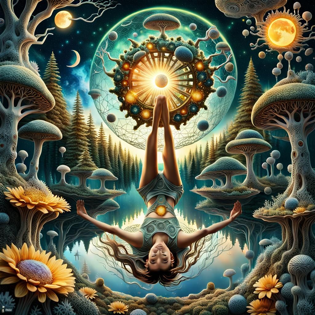 Ethereal Transhumanist Goddess in Cosmic Mycelium Network