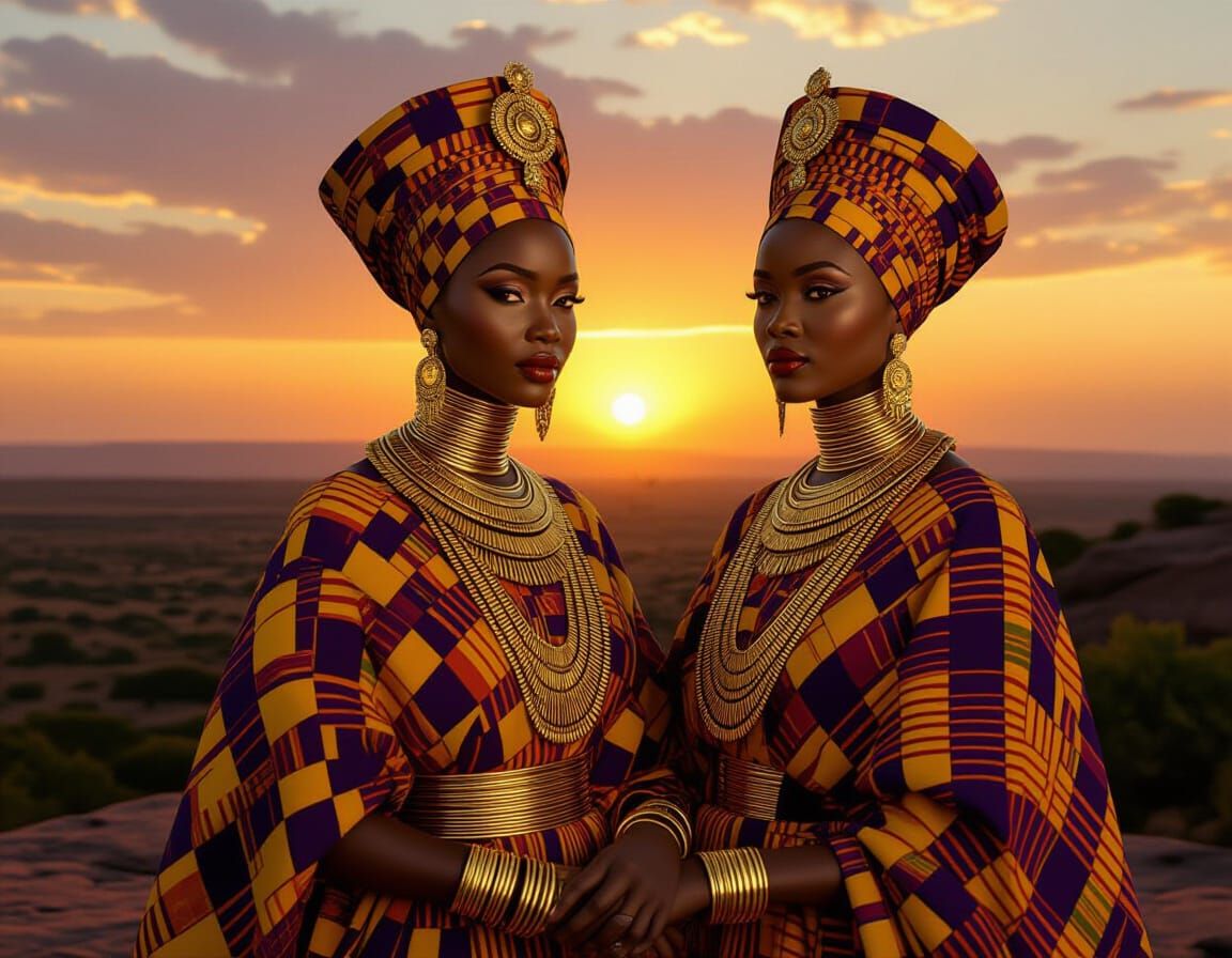 Regal African Queen in Technicolor Sunset