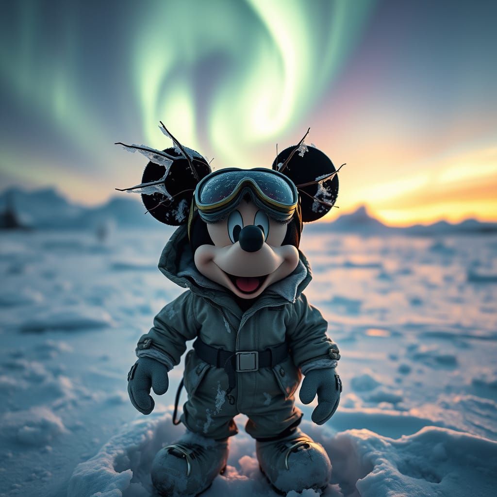 Mickey Mouse in Antarctic Landscape