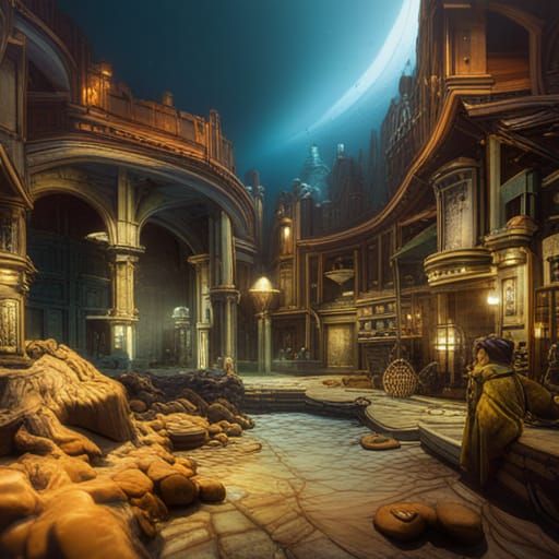 Underwater City Full of Foxes: Detailed Matte Painting