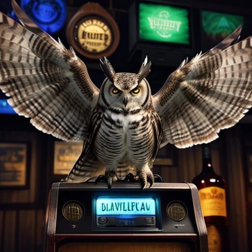 Great Horned Owl Performance at Dive Bar