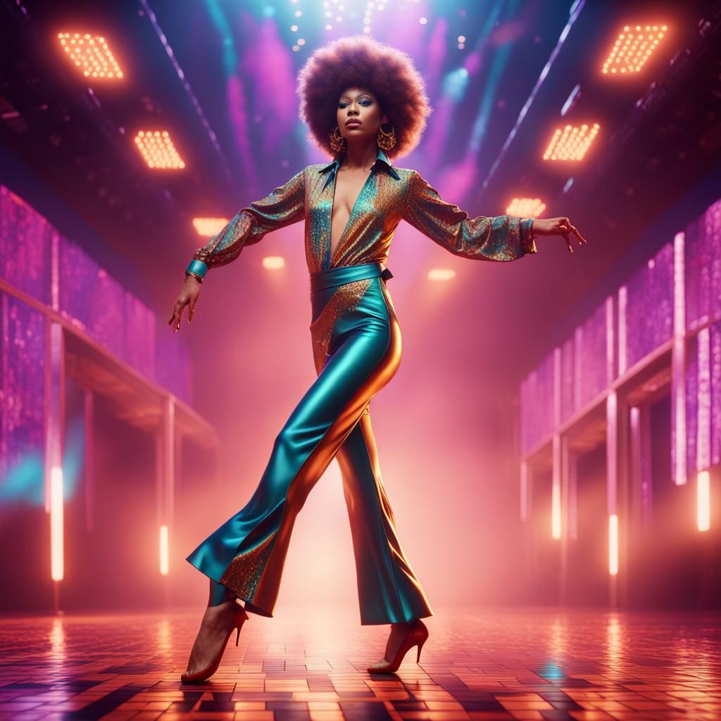 Seventies Disco Dancer: Detailed Digital Art