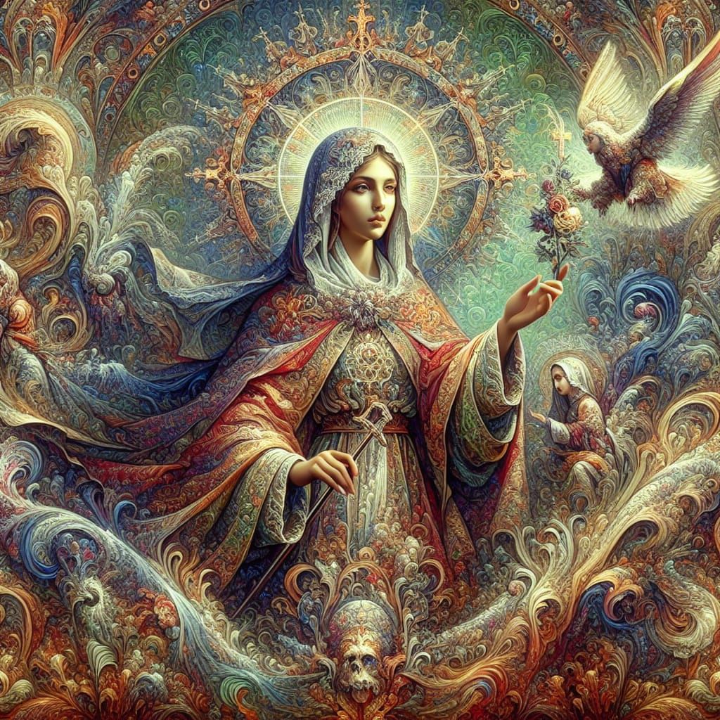 Detailed Holy Woman in Fantasy Art Style
