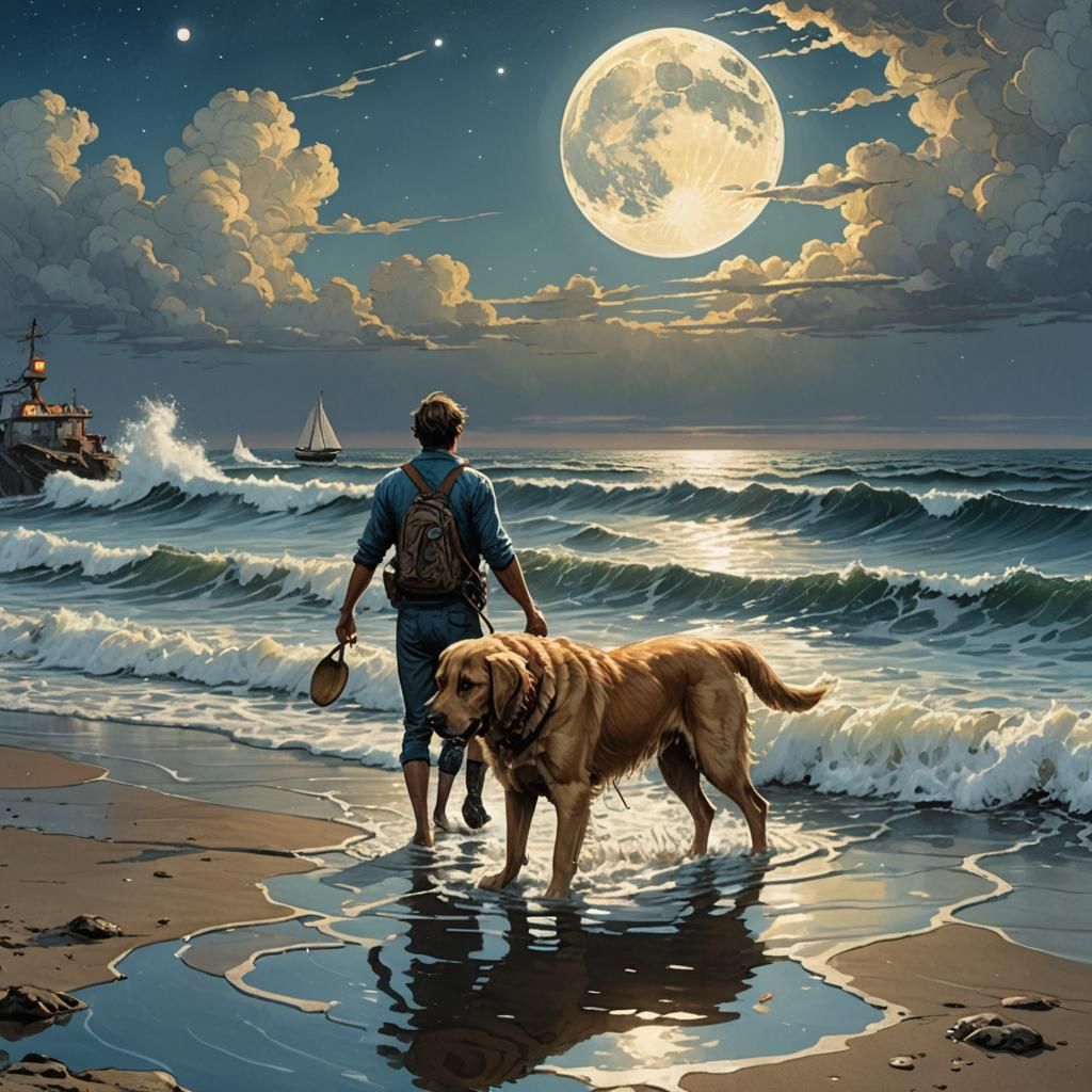 Blue Moon Over Ocean: Comic Book Art