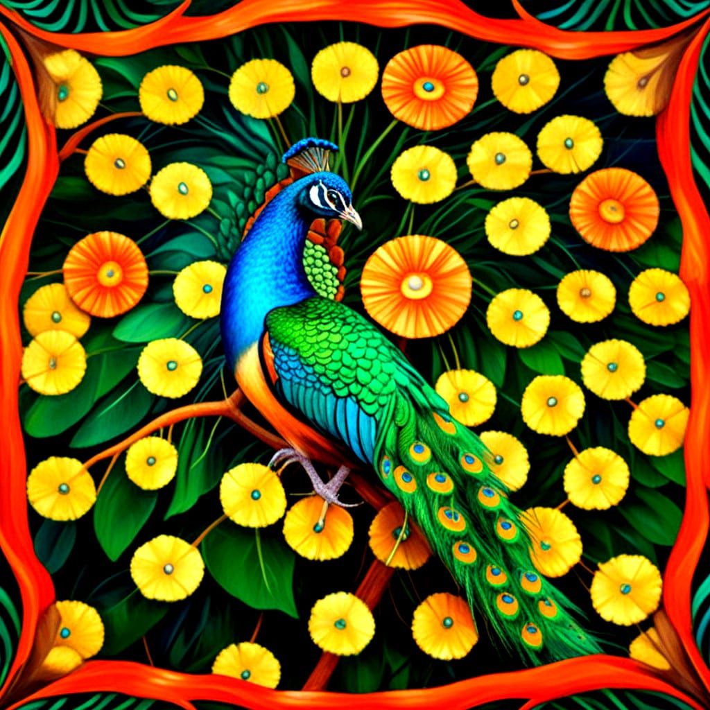 Vibrant Peacock in Full Plumage