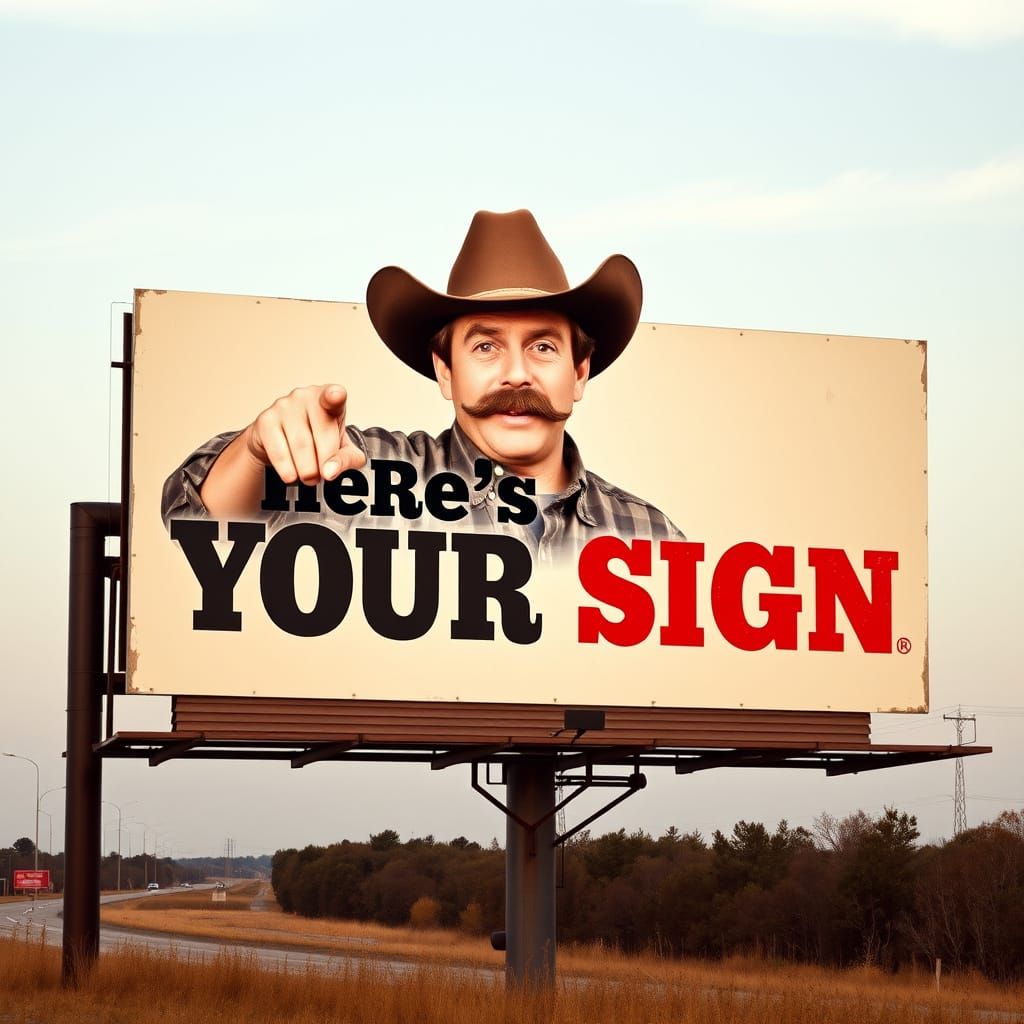 Jeff Foxworthy Billboard with Cowboy Hat and Mustache