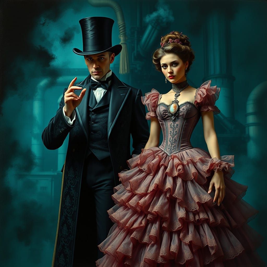Ethereal Gentleman in Victorian Steampunk Elegance