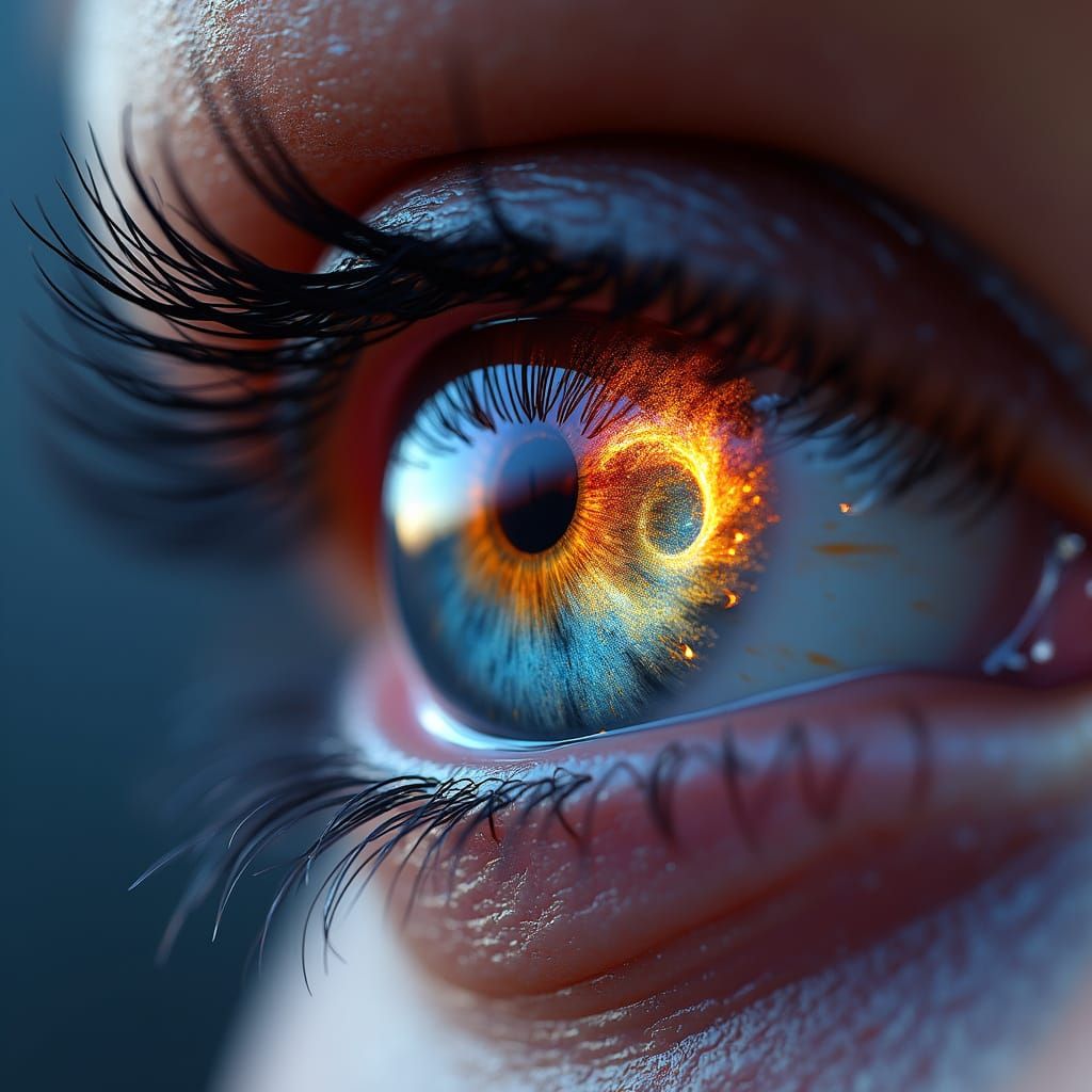 Mystical Human Eye with Galaxy-Like Iris and Dramatic Lighti...