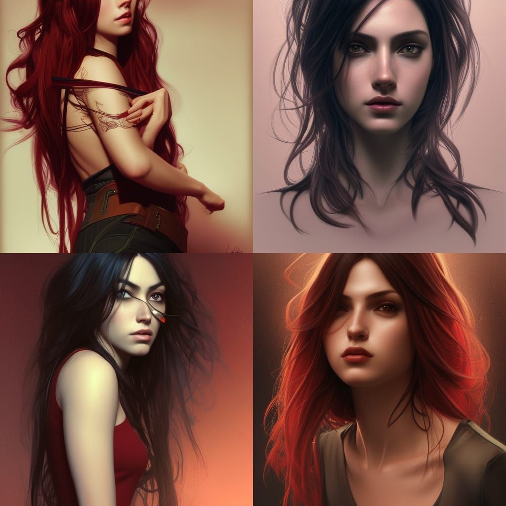 Detailed Portrait of Woman with Black Hair