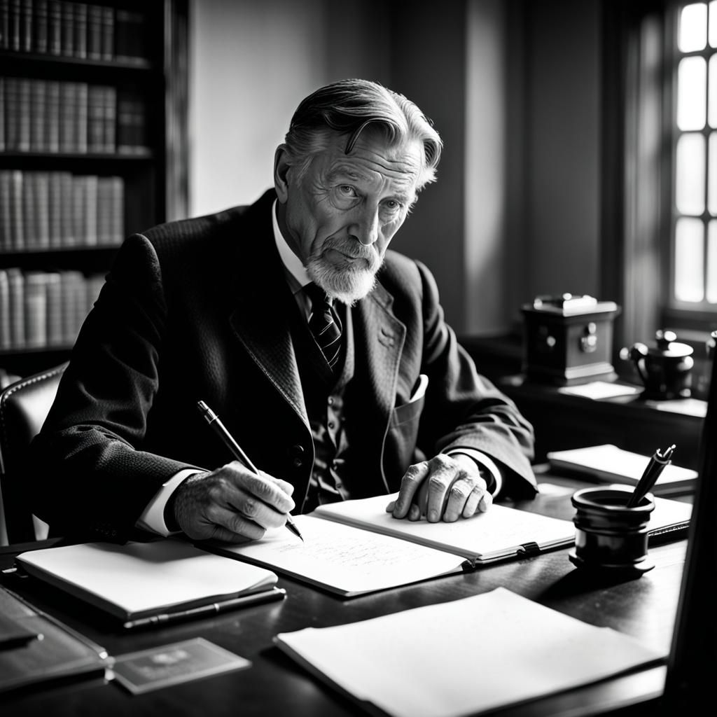 H Rider Haggard Writing: Black and White Portrait