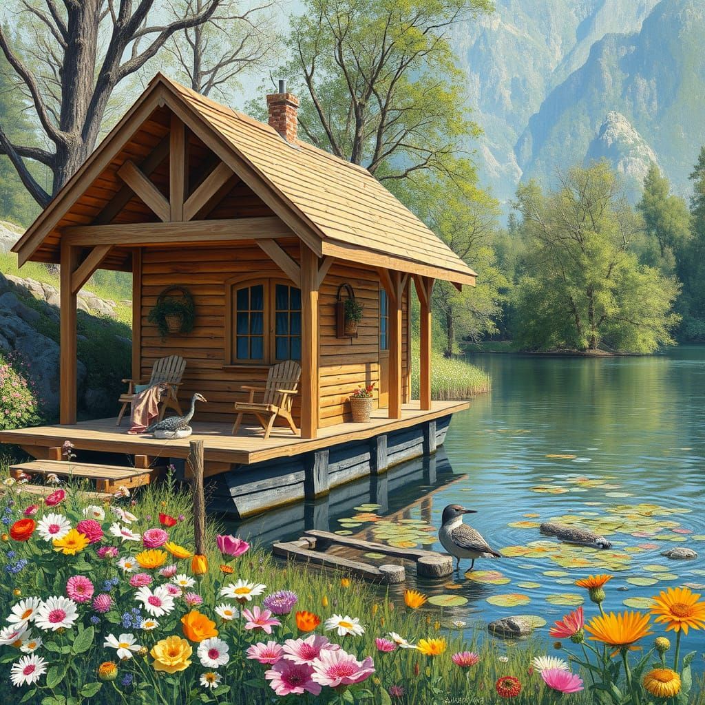 Charming Wooden Wagon by Scarlet River