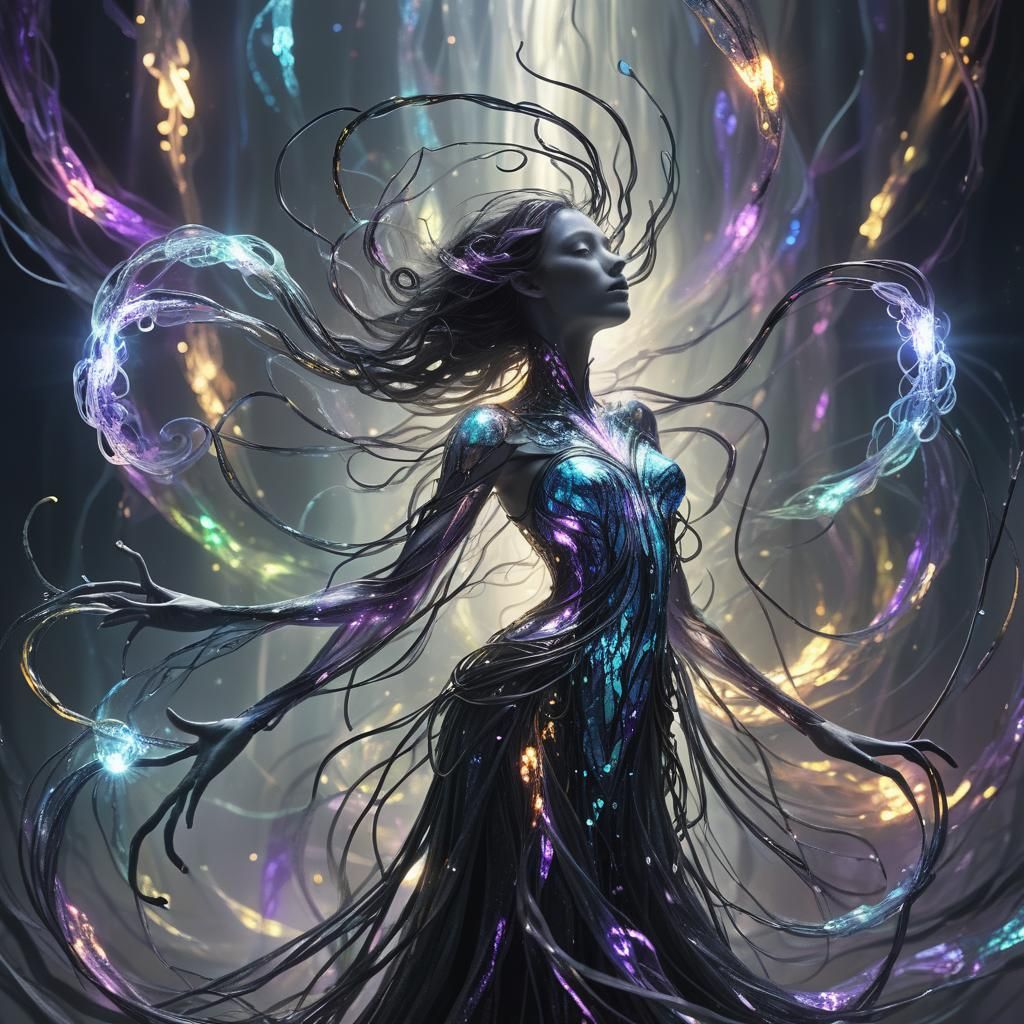 Ethereal Gray Matter Tendrils in Dark Fantasy Art