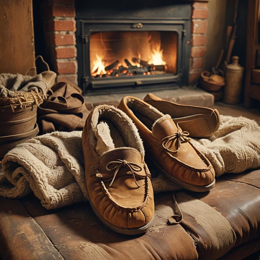 Cozy Still Life: Slippers in the Style of Dutch Masters