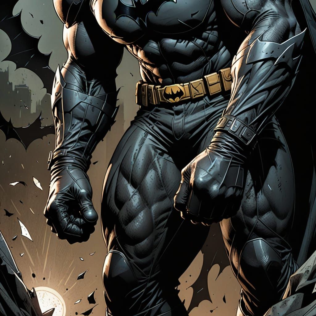 Annoyed Batman Searches Pockets in Comic Book Style