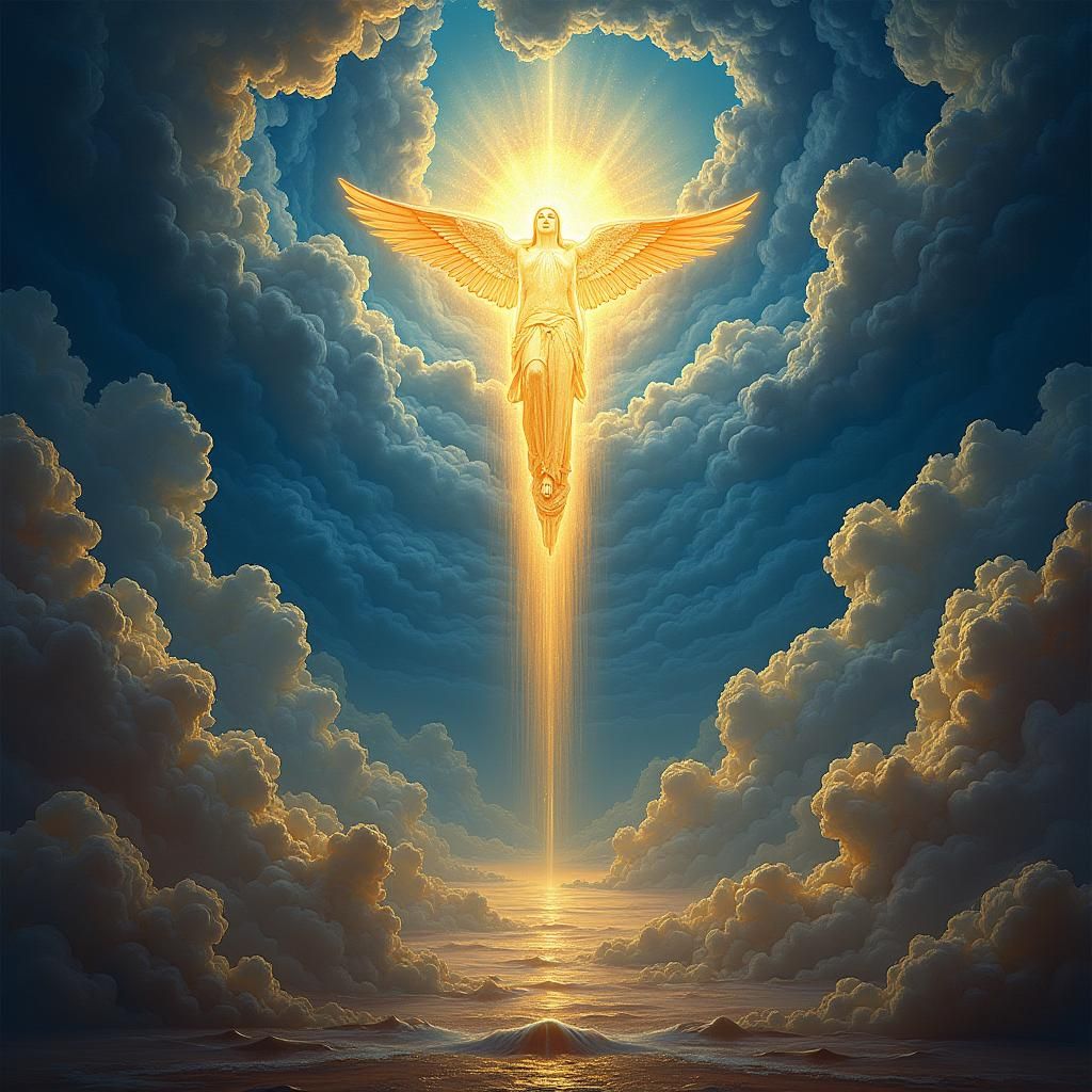 Heavenly Scene in Renaissance Style with Gold Accents