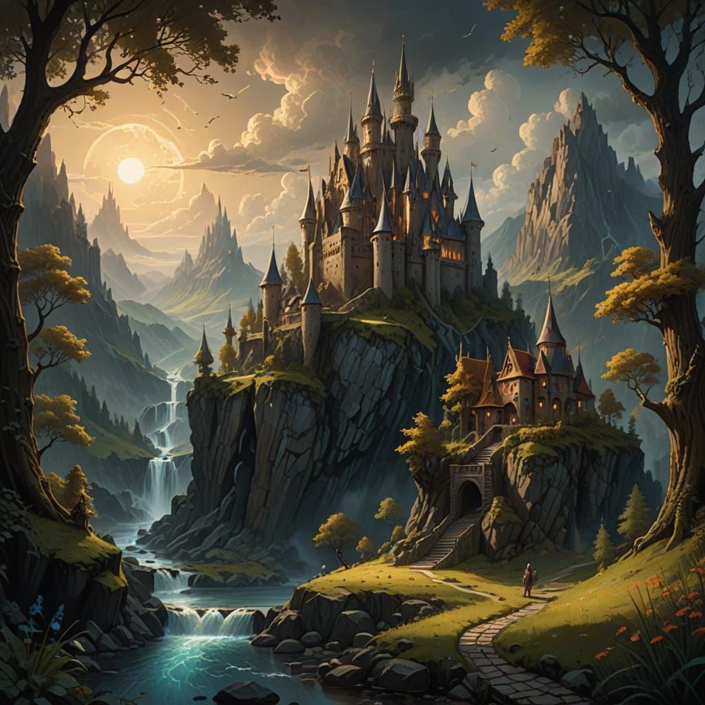 Detailed Fantasy Landscape Carved on Pencil Tip