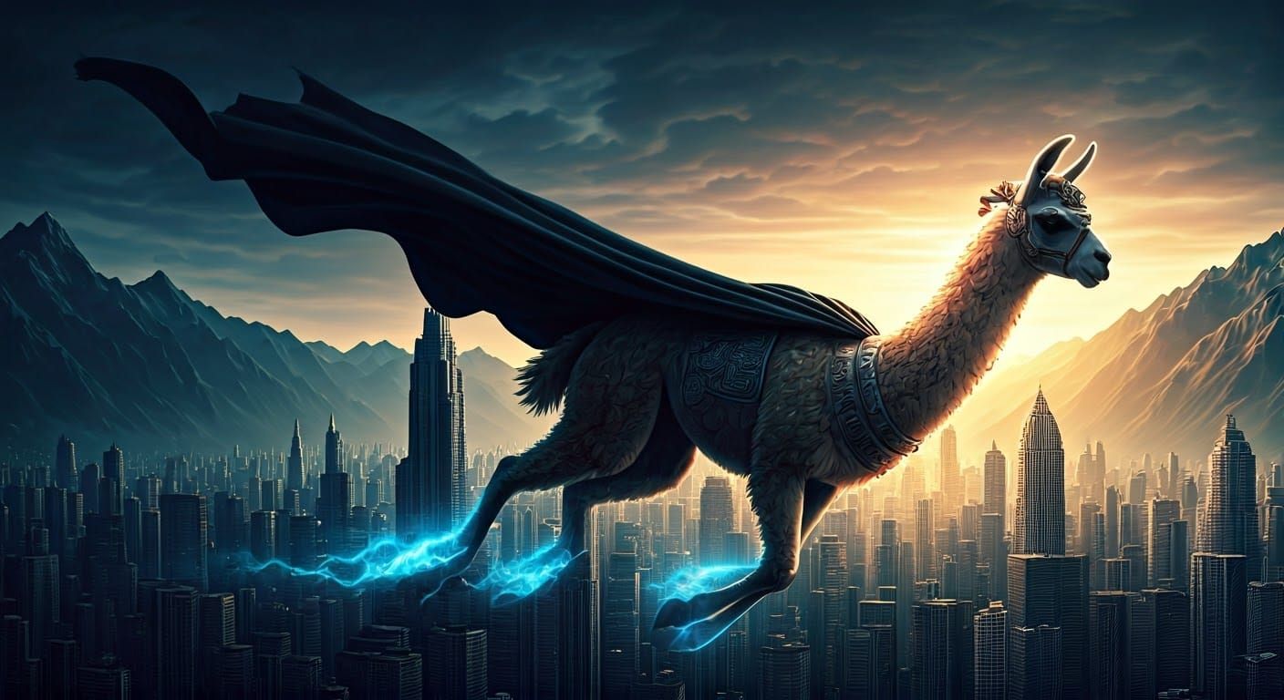 DC-Inspired Llama Superhero Soars Over Andean Cityscape in G...