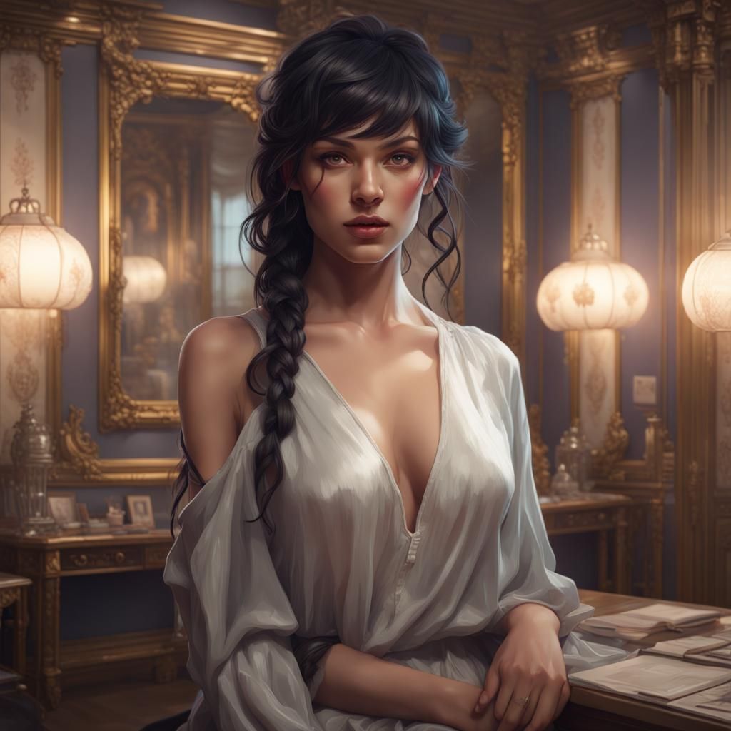 Girl in Dressing Room: Hyperdetailed Art Portrait