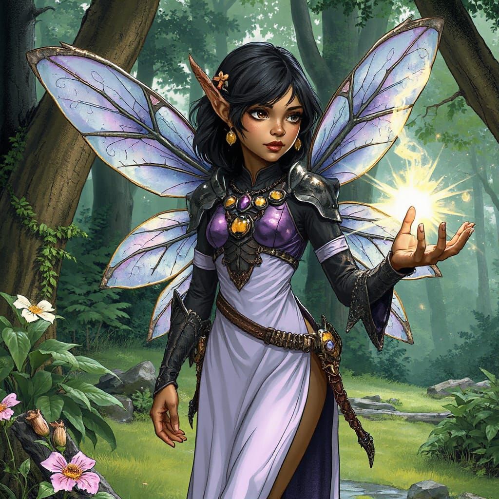Enchanting Elf Sorceress with Dragonfly Wings