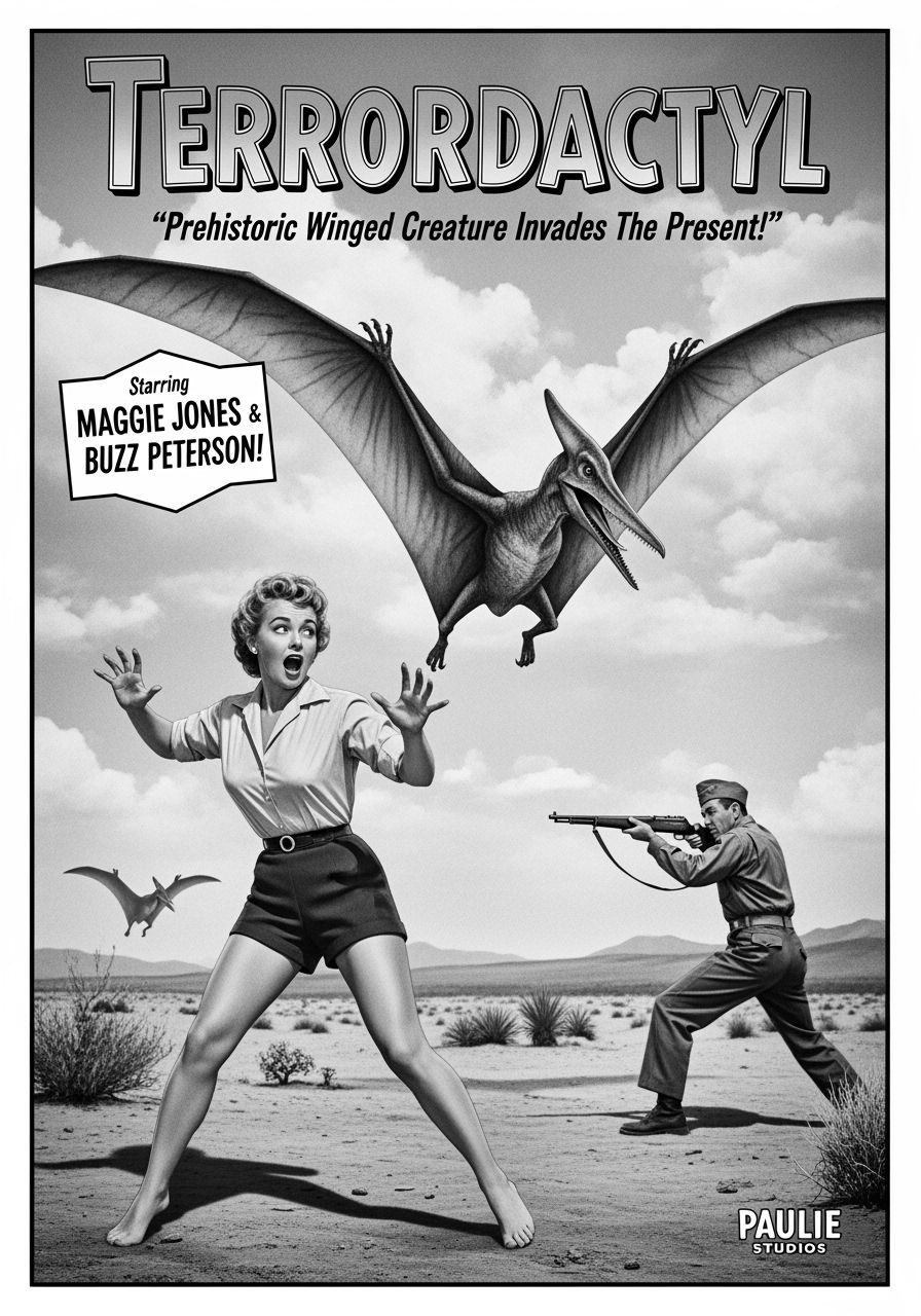 TerrorDactyl: 1950s Sci-Fi Movie Poster