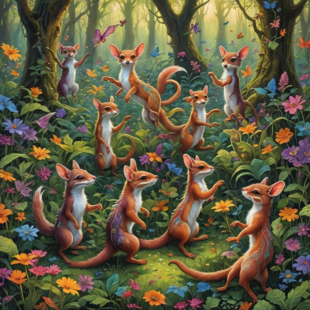 Psychedelic Weasels Dancing in Faerie Glade