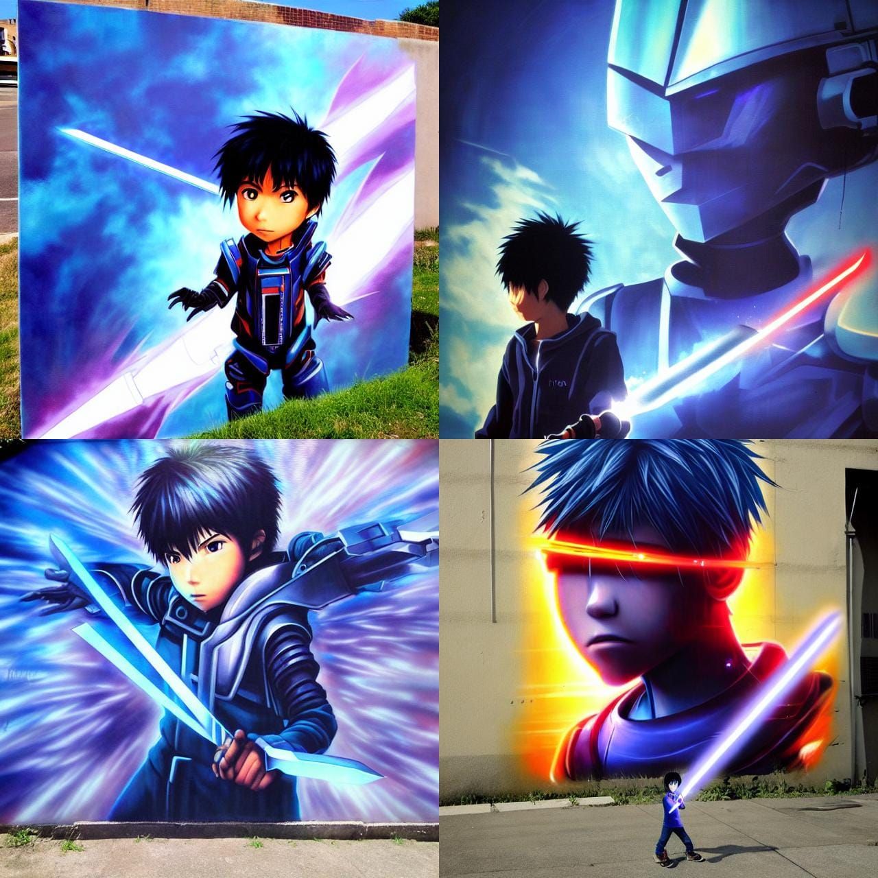 Hiro Protagonist with Cyber Sword in Airbrush Art