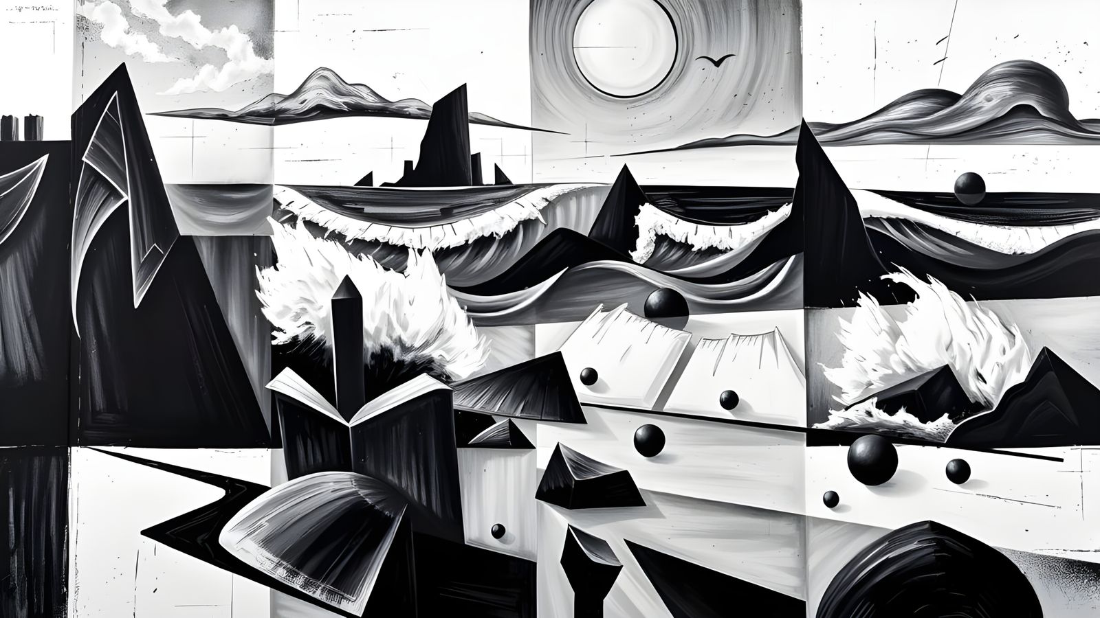 Stormy Black Sea Beach in Cubist Style