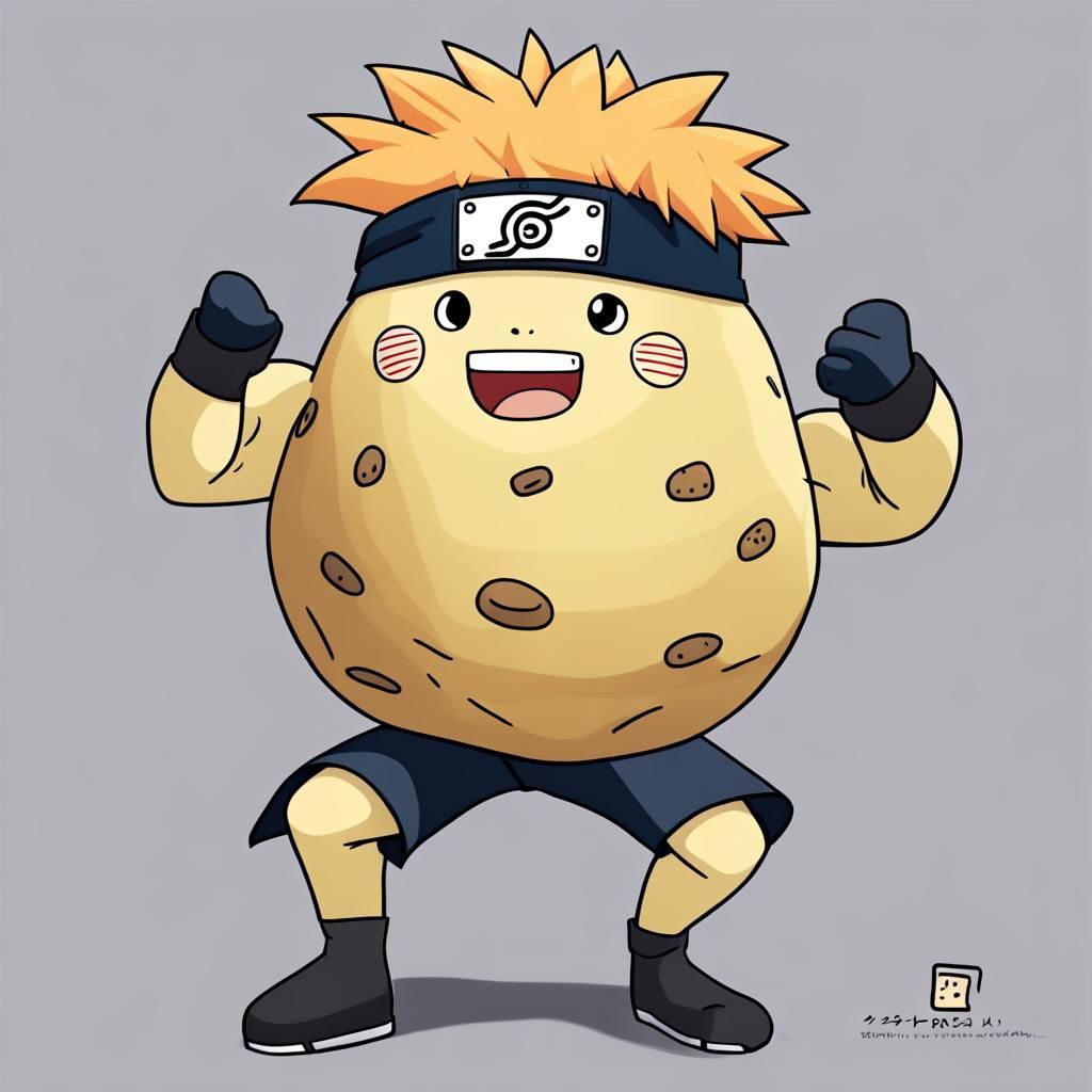 Potato Cosplaying as Naruto in Anime Style