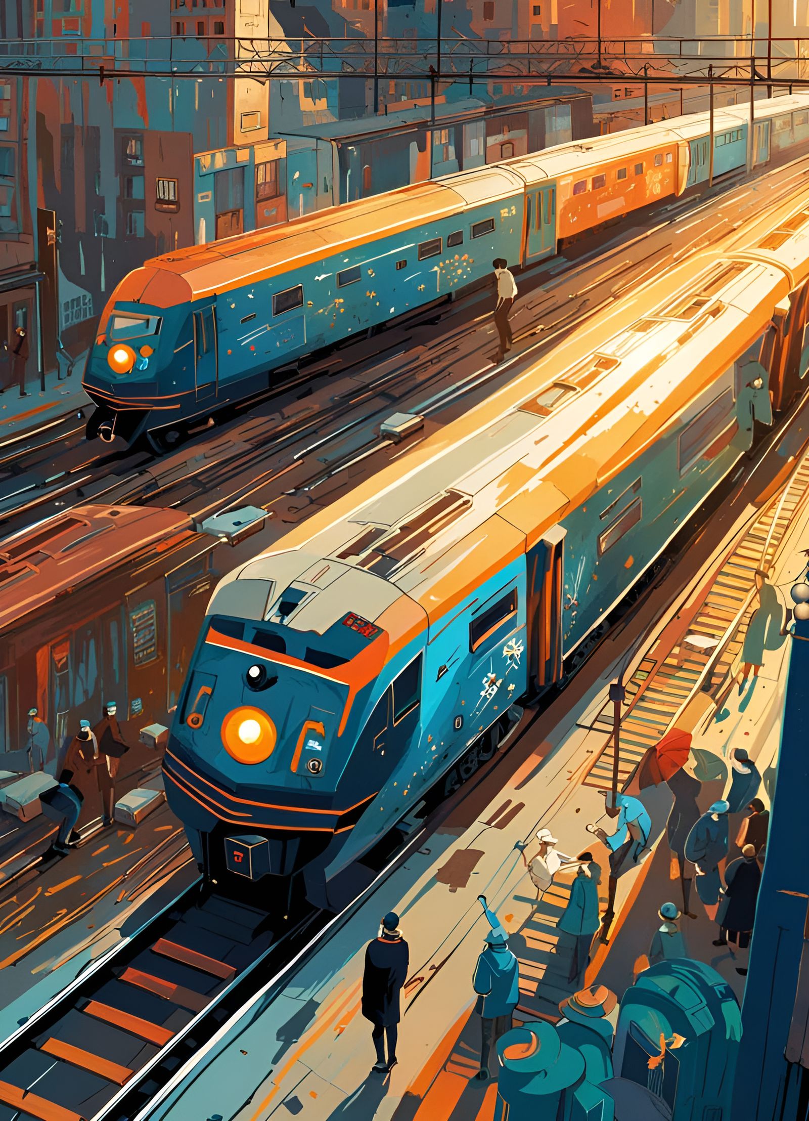 Graffiti Train Art in Composite Style