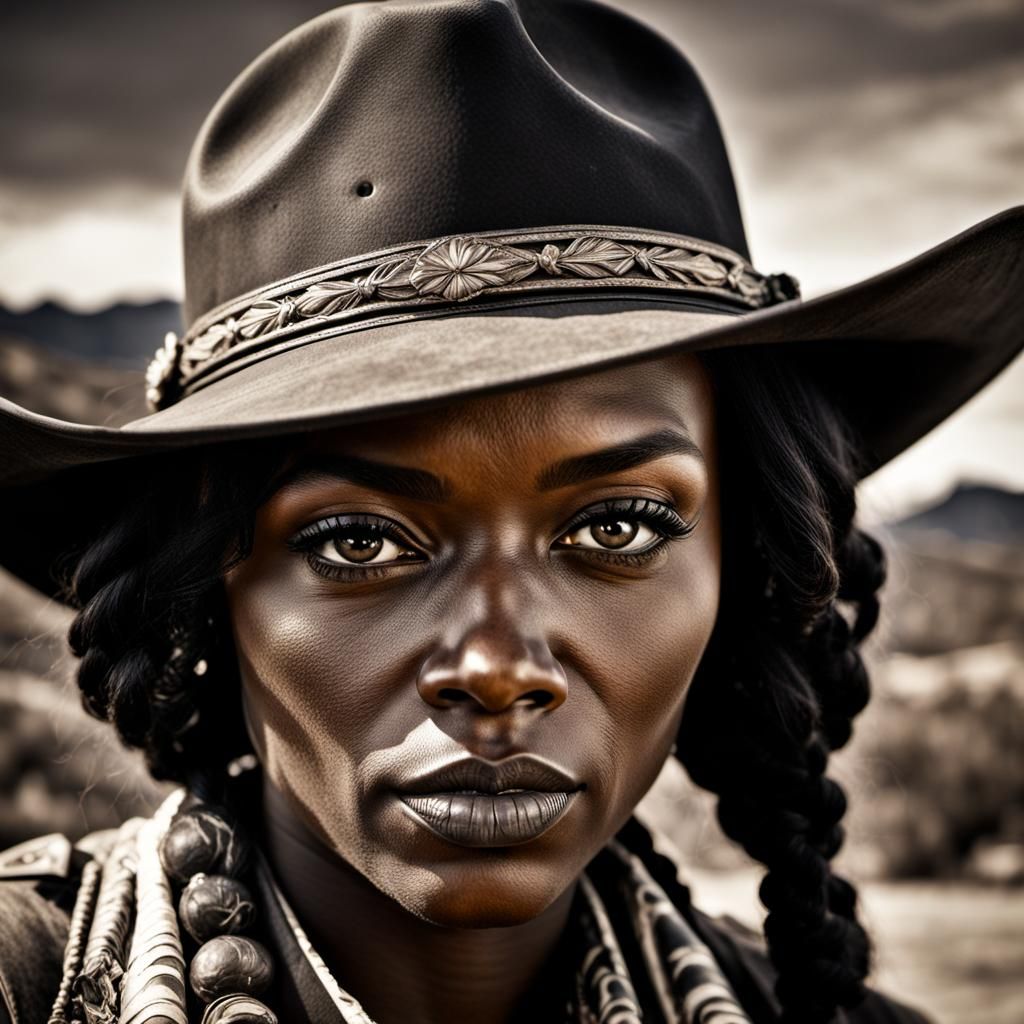 Black Cowgirl in 1920s Style: Hyperrealistic Portrait