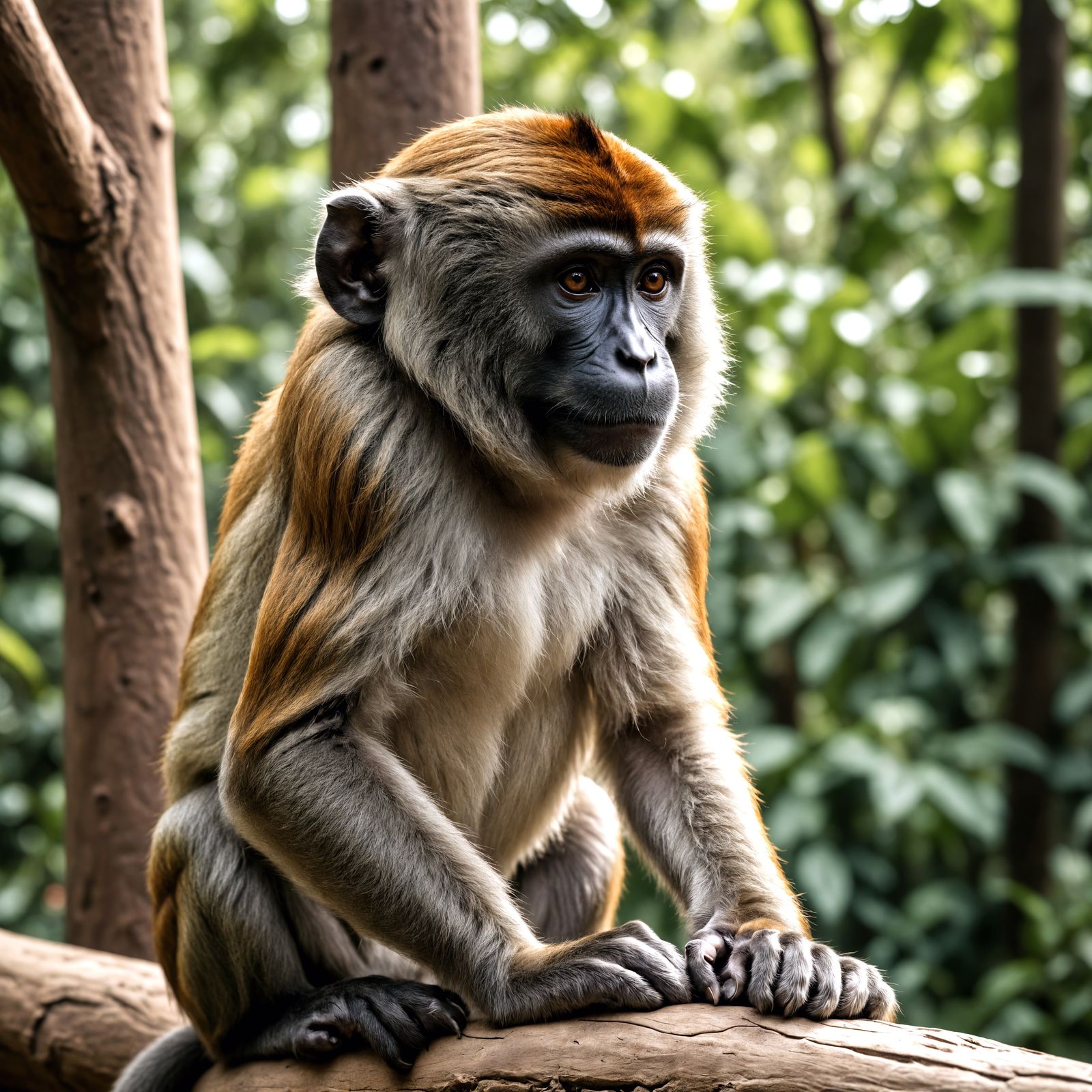 Hyperrealistic Monkey Portrait in a Vibrant Zoo Setting