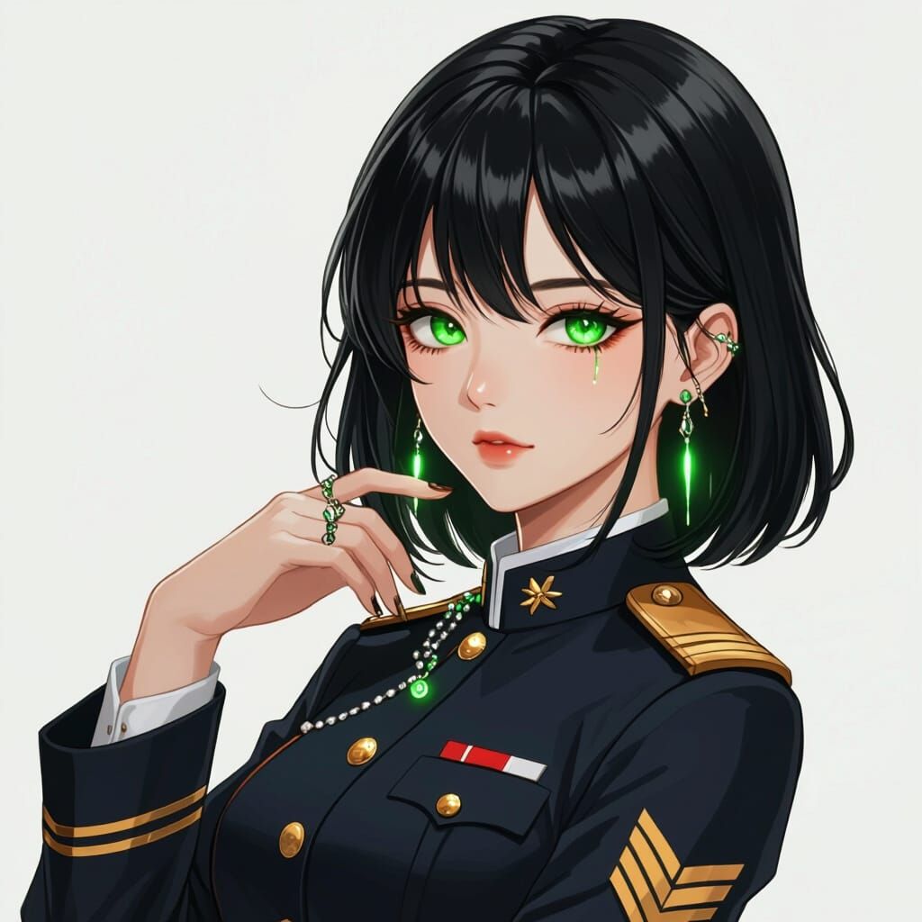 Elegant Anime Girl in Korean Uniform