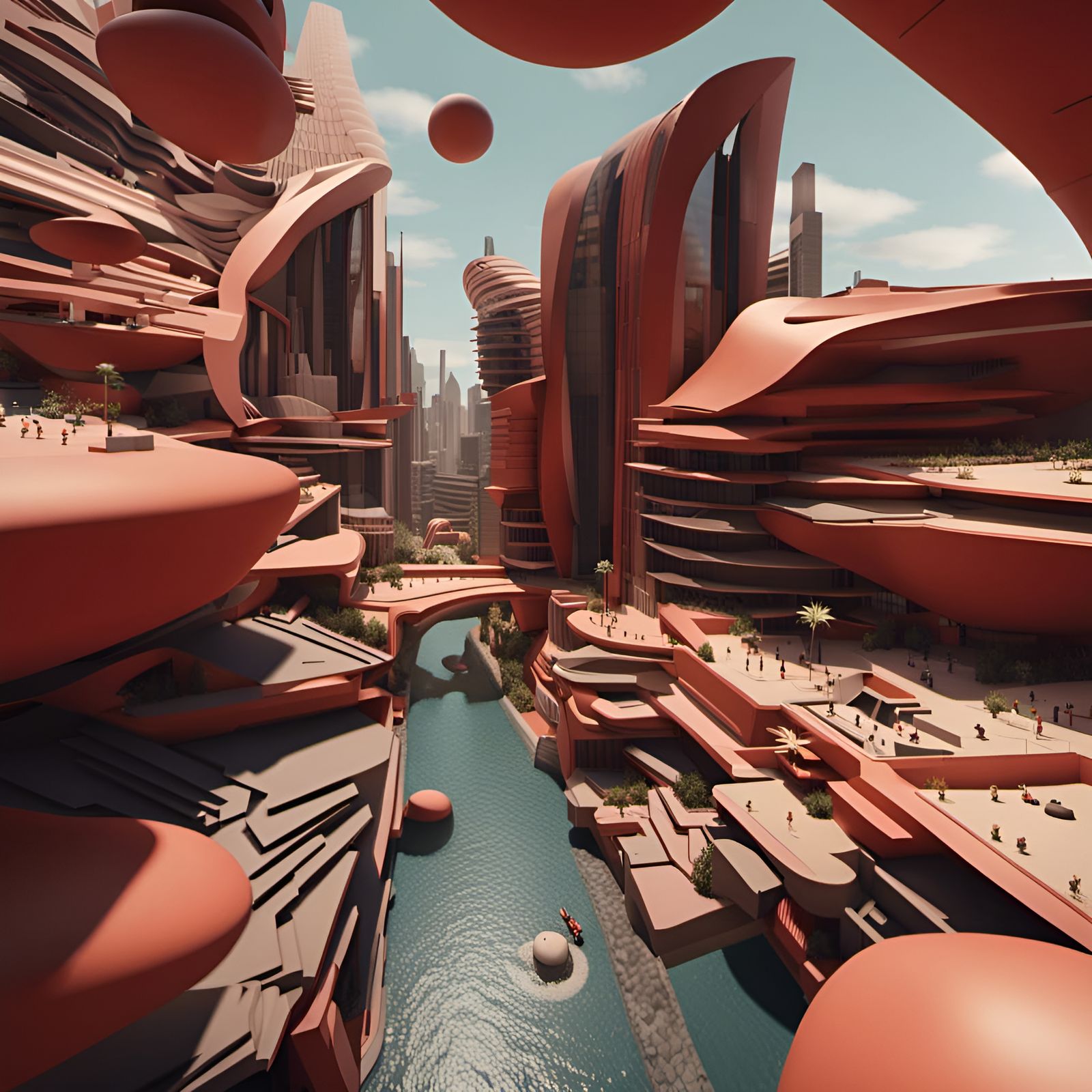 Futuristic Cityscape with Geometric Architecture in 8K