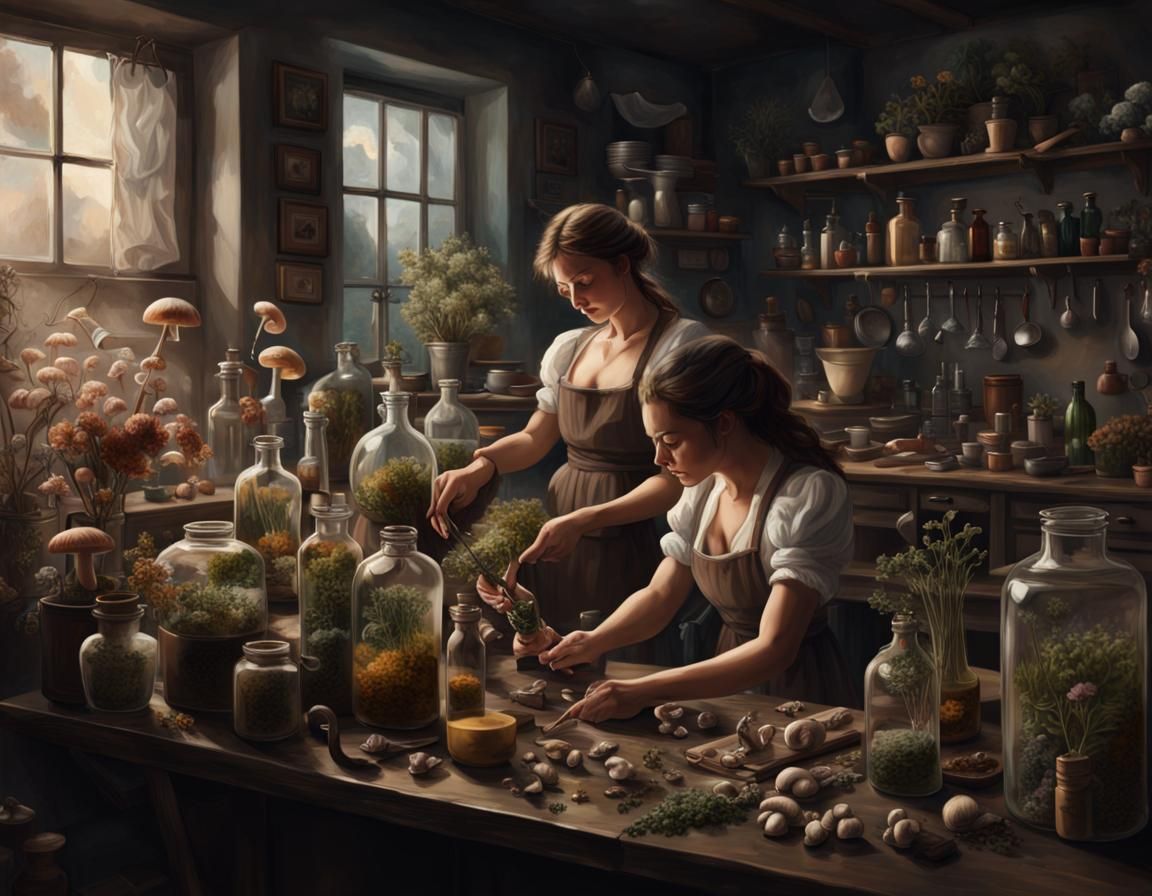 Apothecary Kitchen Scene in Fibonacci Sequence