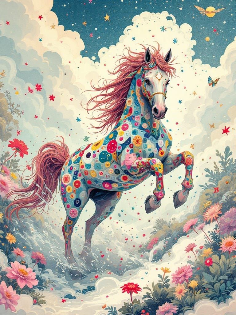 Ethereal Horse in Motion: A Fusion of Styles