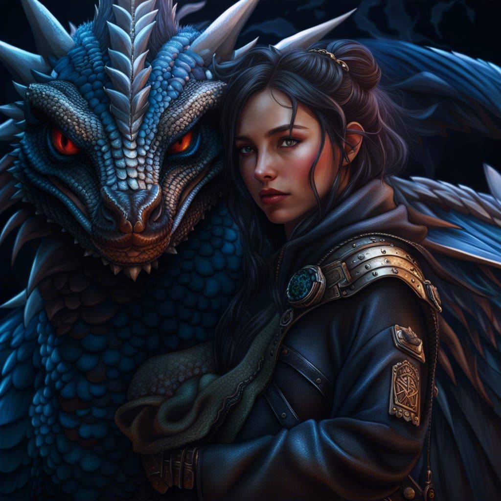 fantasy girl and her dragon