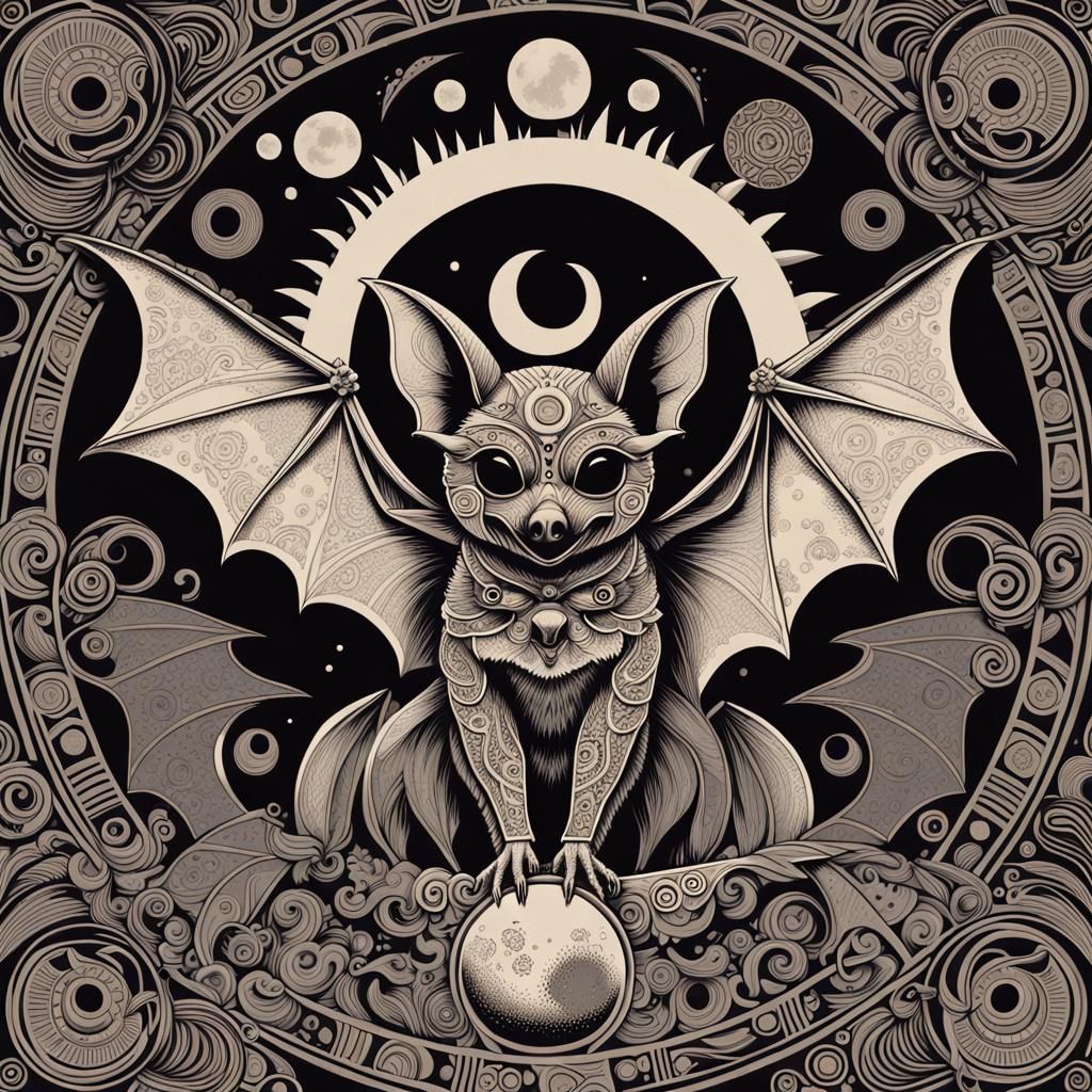 Lunar Bat Pop Art in Triadic Colors