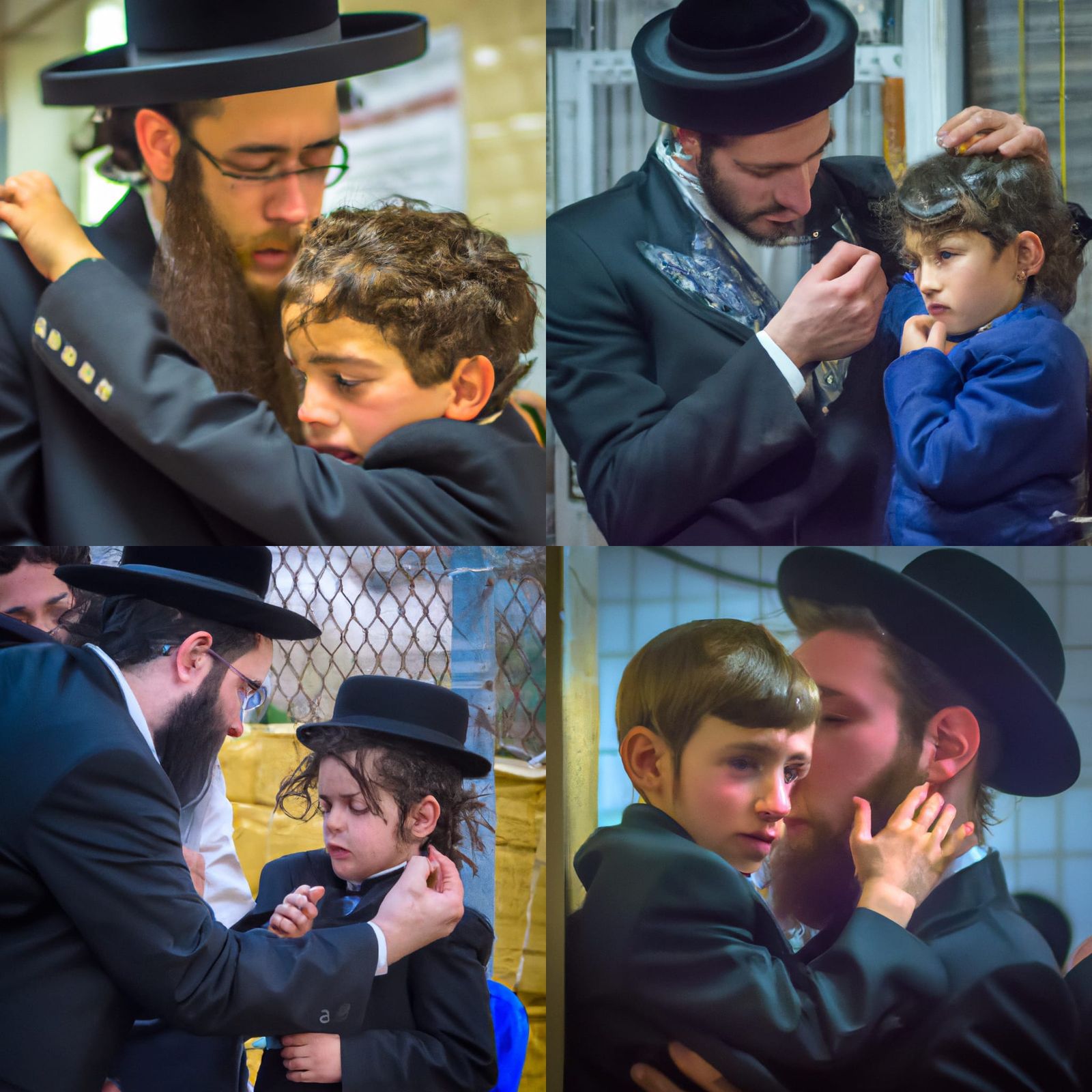 Distressed Boy Seeks Father's Attention