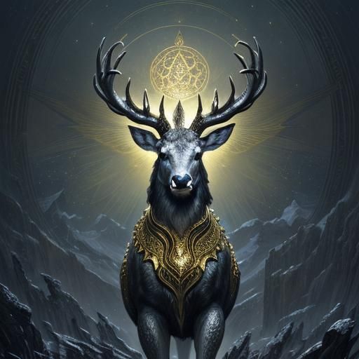 Majestic Deer-like Creature Radiating Cosmic Authority