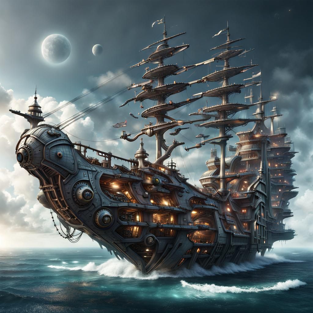 Futuristic Pirate Ship: Epic and Highly Detailed