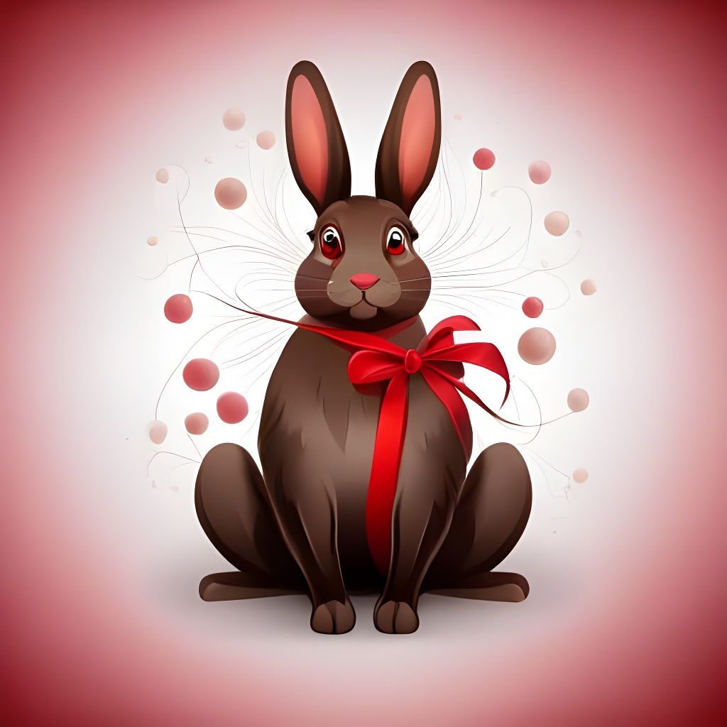 Happy Chocolate Bunny in Abstract Spring Fractal