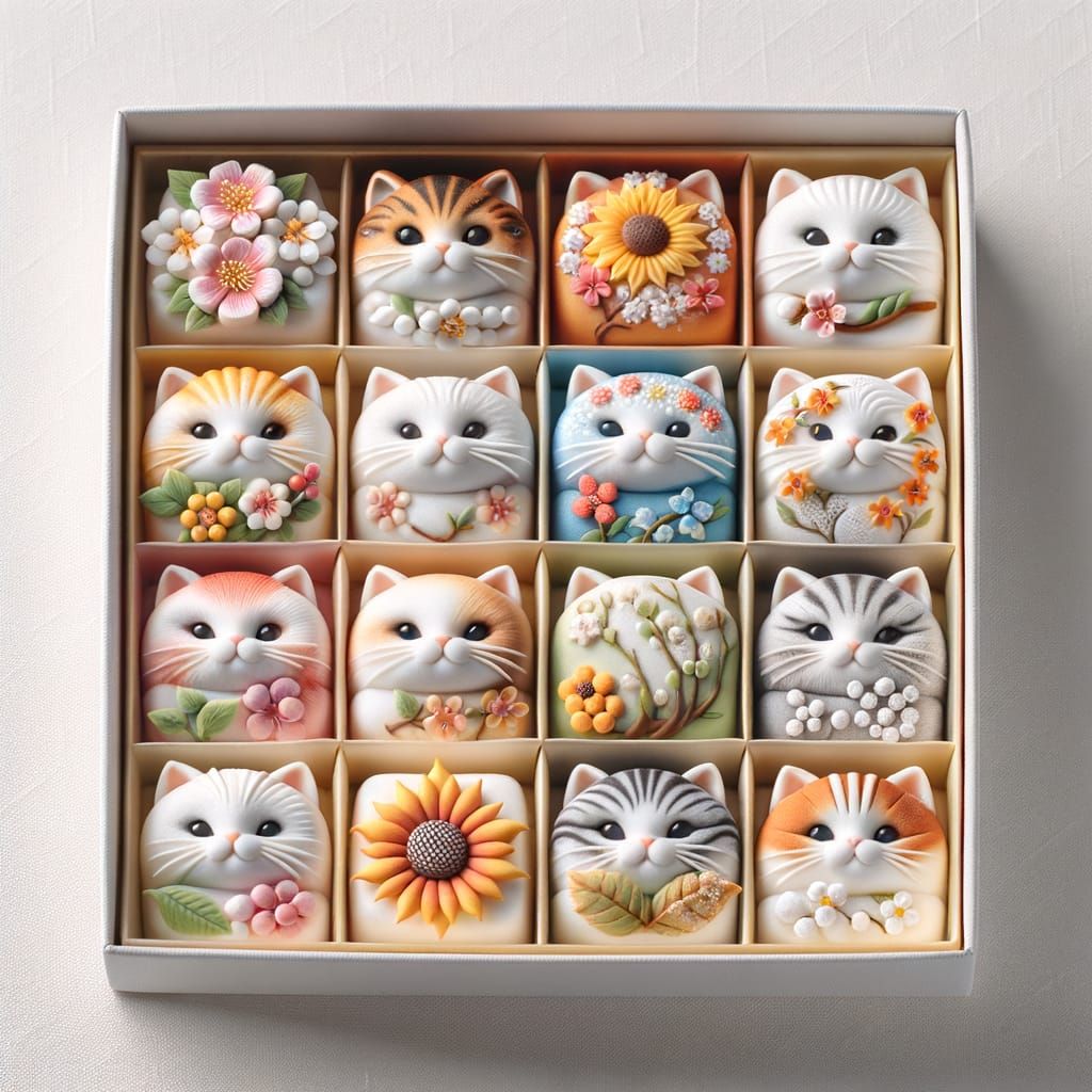 Seasonal Japanese Sweets Shaped Like Cats