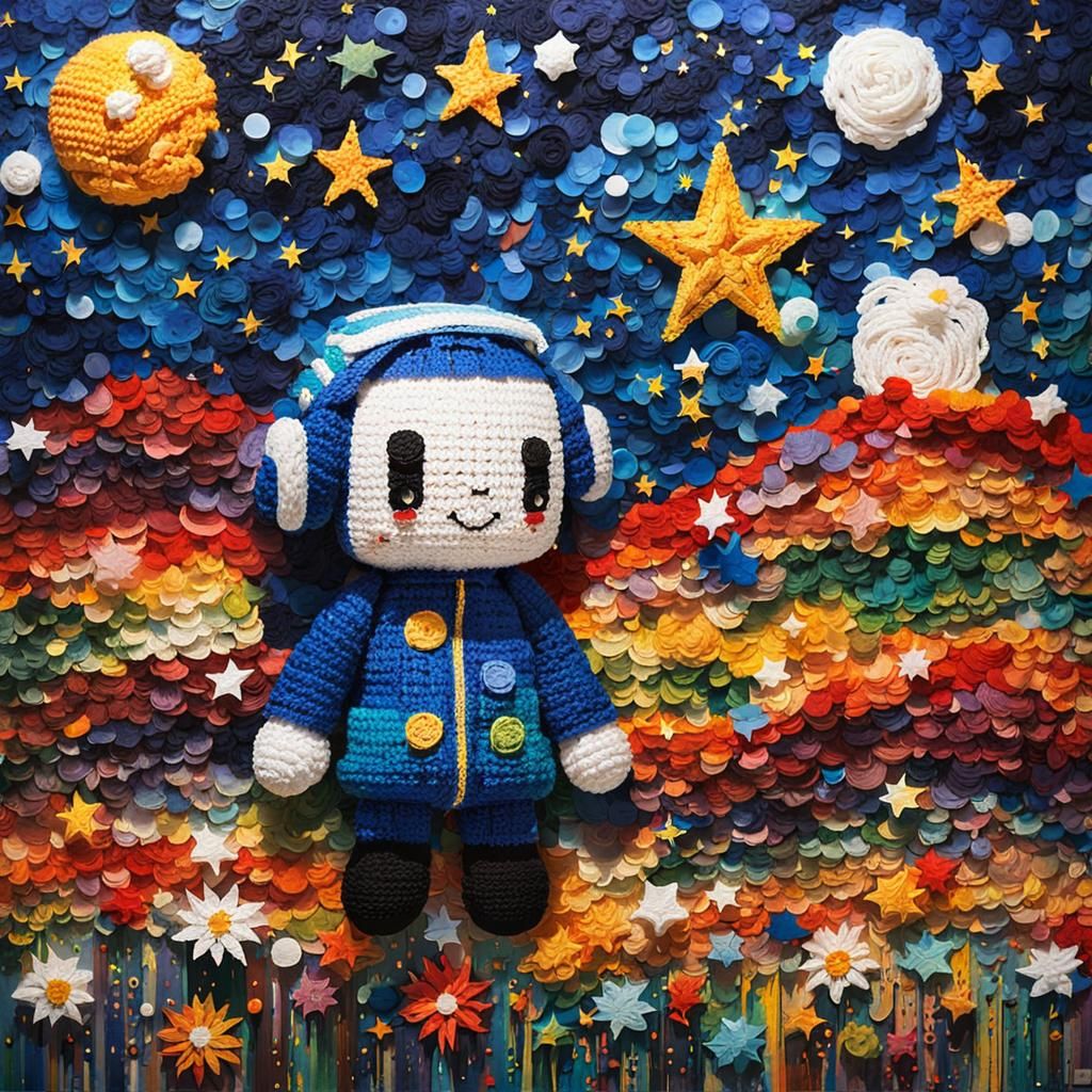 Anime Character in 2.5D Pixel Art with Impasto Textures