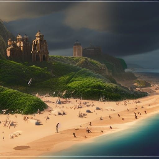 Epic and Detailed Beach Digital Matte Painting